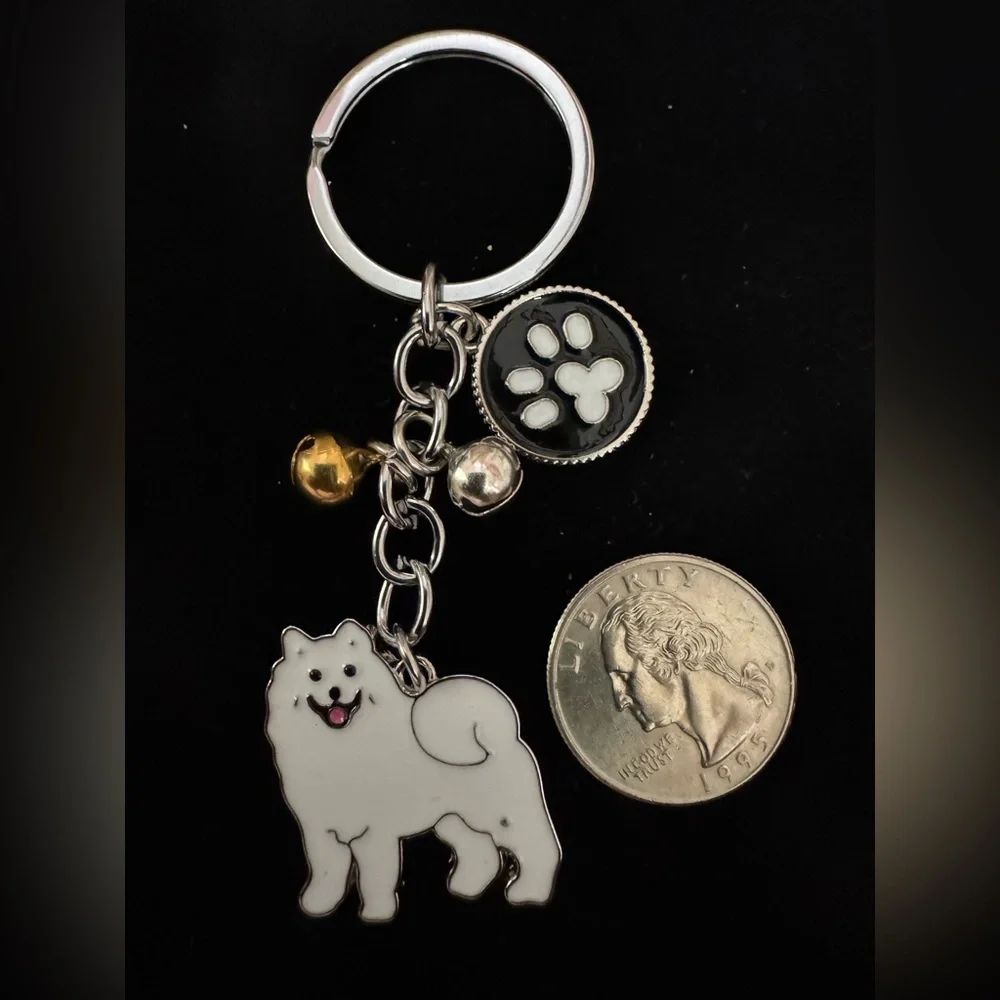 Samoyed keychain dog PET Key Chain Metal Pendant ring Car Bag Charm Gift Purse